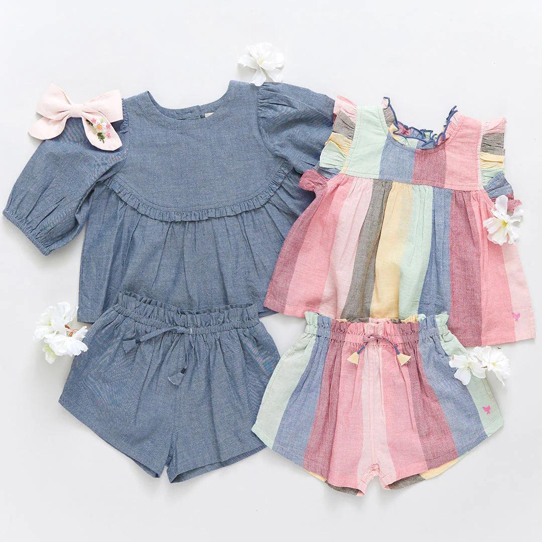 Girls Shorts | Theodore Short- Multi-Wide Stripe | Pink Chicken