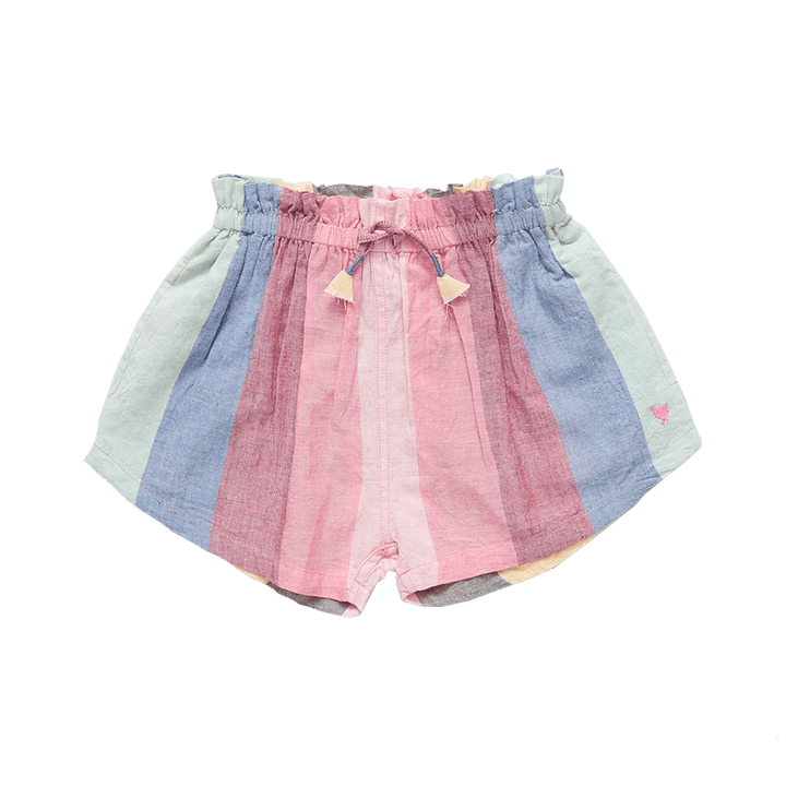 Girls Shorts | Theodore Short- Multi-Wide Stripe | Pink Chicken