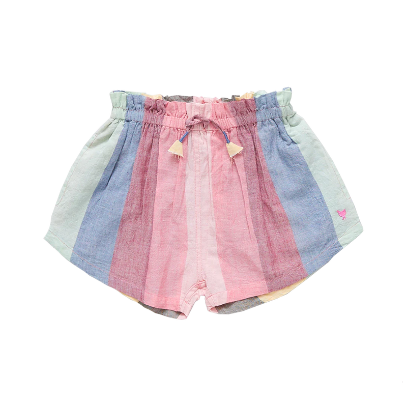 Girls Shorts | Theodore Short- Multi-Wide Stripe | Pink Chicken