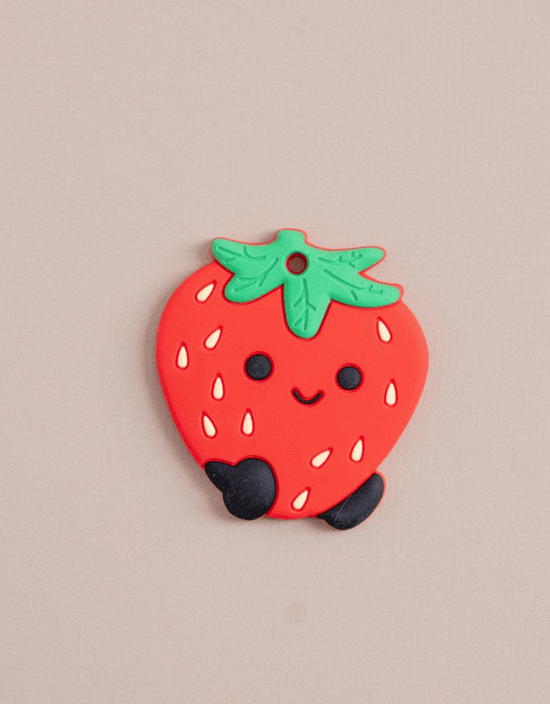 Silicone Teether | Strawberry | Three Hearts - The Ridge Kids