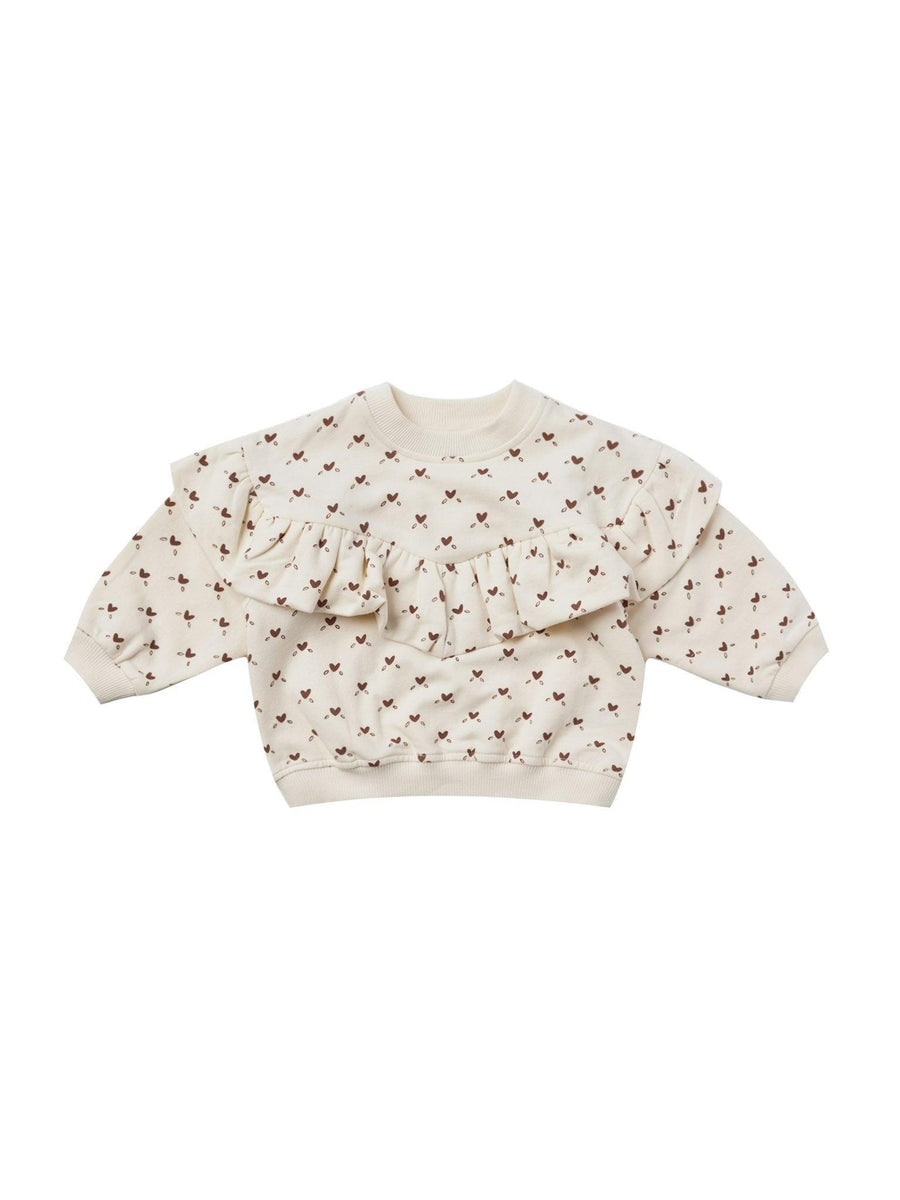 Sweatshirt | Fleece Hearts Ruffle | Quincy Mae - The Ridge Kids