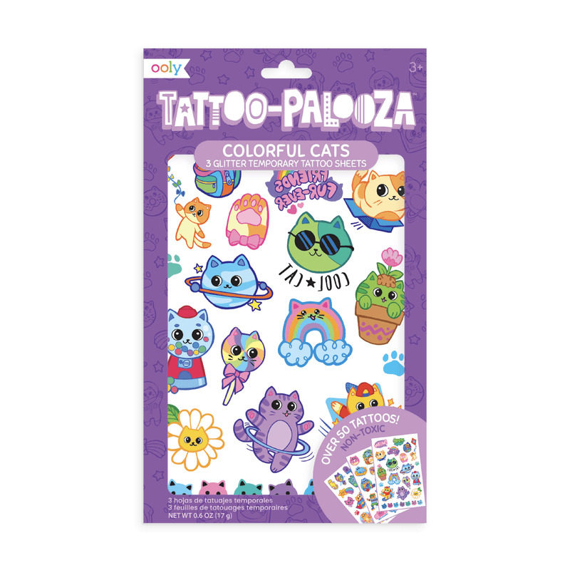 Tattoos | Tattoo Palooza Colorful Cats | Ooly - The Ridge Kids