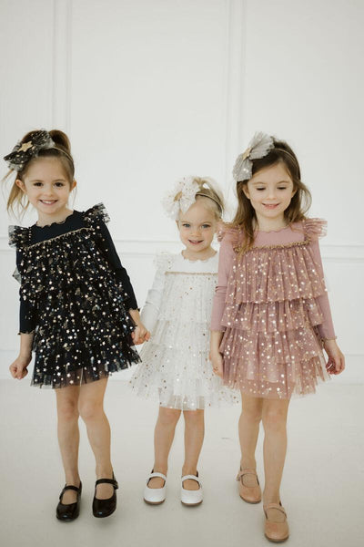 Tutu Dress | Long Sleeve Gold Pink | Petite Hailey - The Ridge Kids