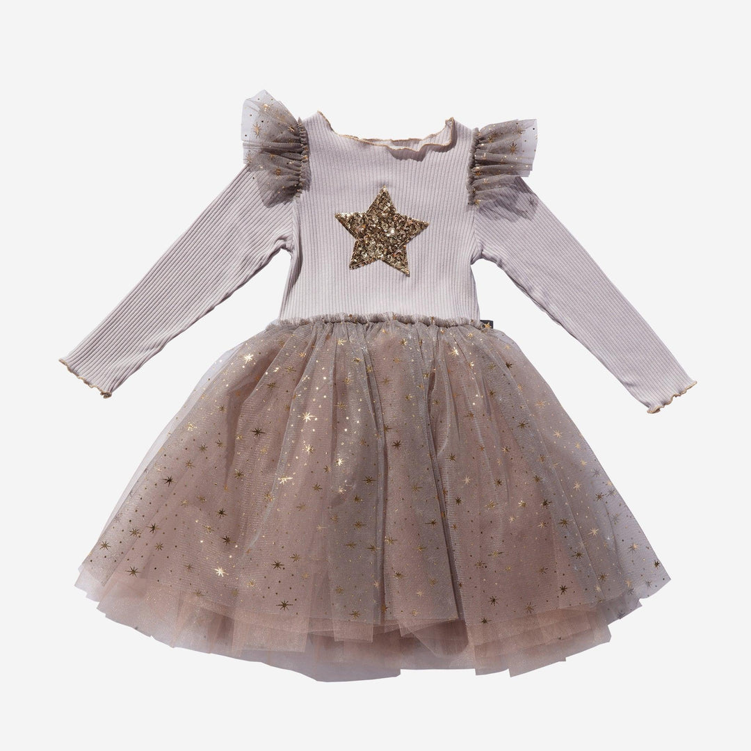 Tutu Dress | Long Sleeve in Beige | Petite Hailey - The Ridge Kids
