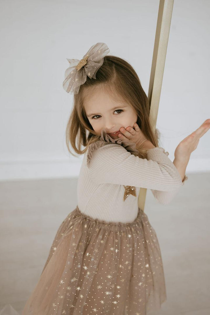 Tutu Dress | Long Sleeve in Beige | Petite Hailey - The Ridge Kids