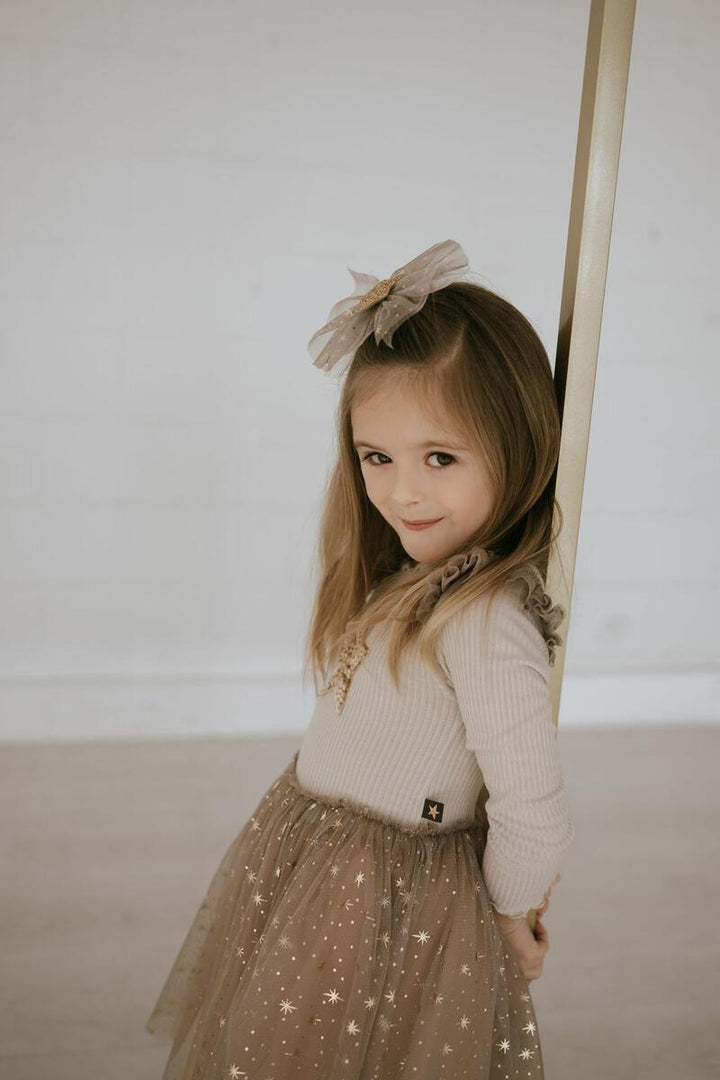 Tutu Dress | Long Sleeve in Beige | Petite Hailey - The Ridge Kids