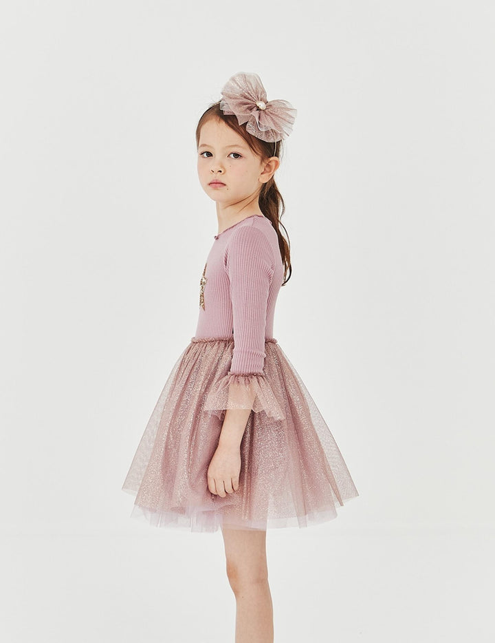 Tutu Dress | Long Sleeve in Dark Pink | Petite Hailey - The Ridge Kids