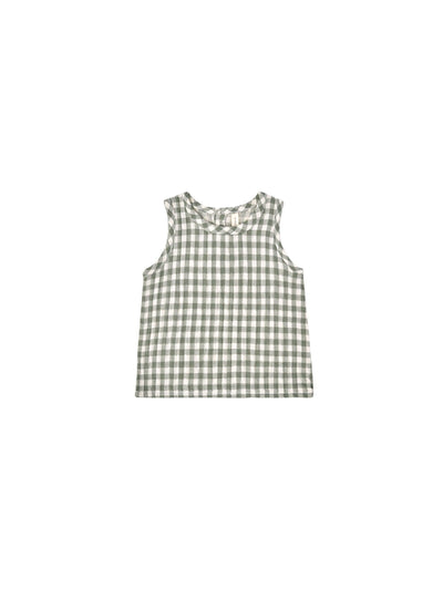 Woven Tank | Sea Green Gingham | Quincy Mae - The Ridge Kids