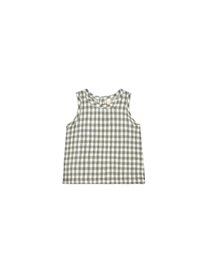 Woven Tank | Sea Green Gingham | Quincy Mae - The Ridge Kids