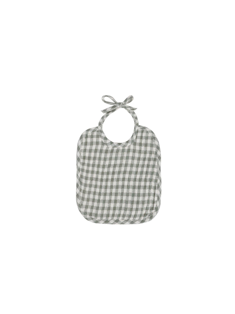 Woven Tie Bib | Sea Green Gingham | Quincy Mae - The Ridge Kids